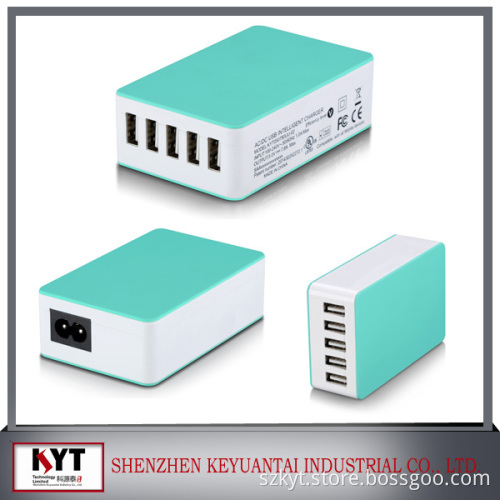 5-Port USB Charger UK plug+multi color 32W A High Speed family size Multiple Desktop wall charger
